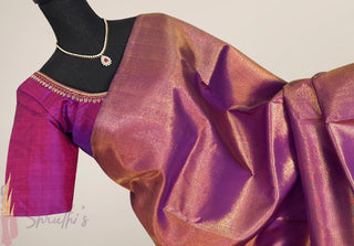 Purple Vadamalli color Handloom Kanjivaram Silk Saree with Embroidered Blouse – Wedding & Party Wear Saree Online USA