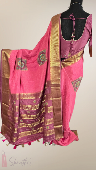 Pure Pink Mysore Soft Silk Saree beautiful Indian Wedding & Bridal Silk Saree ready to ship for bride