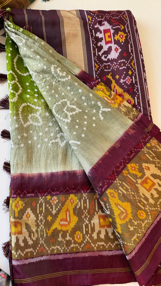 Pure Bandhej Patola pure Silk Saree pure silk saree silk finish with stitched blouse Partywear pooja wear ready to ship Saree USA