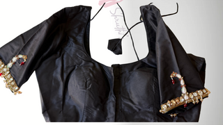 Pure handloom silk black  blouse readymade embroidered  blouse stitched ready to ship USA