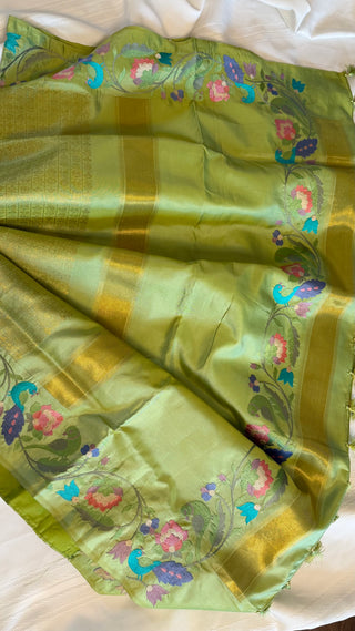 Handloom pure silver zari Brocade weave silk embroidered borders easy drape finest weave saree