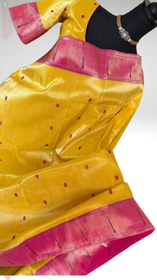 Tissue Paithani silk saree online usa paithani sarees usa comes with embroidered stitched blouse