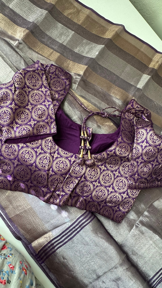 Pure Royal Purple pure  Tissue beneras soft organza silk saree with blouse online shopping usa