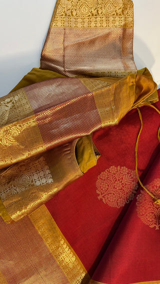 Pure Soft Silk Saree beautiful Red Indian Wedding & Bridal Silk Saree ready to ship for bride