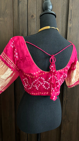 Pink 2 Bandhani silk blouse online usa silk blouses ready to wear online shopping bandhani blouse online