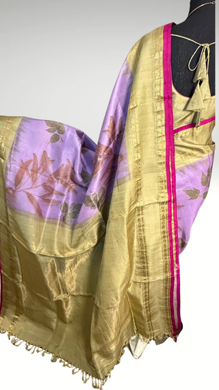 Pure Gadwal Eco Print Handloom silk saree with stitched Blouse Easy drape pure silver zari Indian wedding muhurtam silk bridal blouse online shopping usa