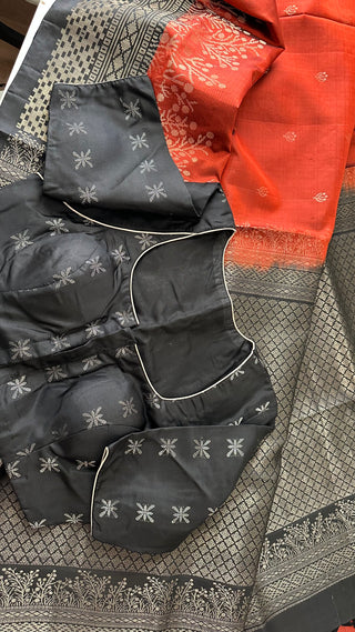 Pure Soft Silk Saree Rust black beautiful Indian Wedding & Bridal Silk Saree ready to ship