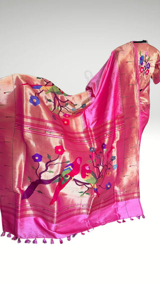 Handloom Pure Lotus  Paithani silk saree online half over design usa paithani sarees usa comes with stitched pure paithani handloom blouse