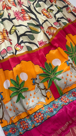 Light Green pichwai Bandhini Gajji silk Lehenga online shopping