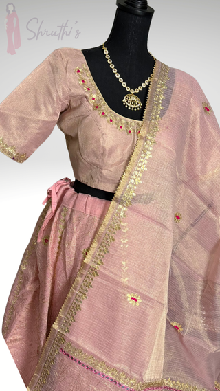 Pure Zari Kota lehenga pastel pink lined skirts blouses ready to wear lightweight bridesmaids elegant lehenga fully stitched with stitched blouse