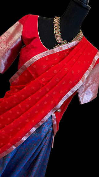 silver zari red dhavani pattu pavadai pure silver zari pattu pavadai  usa online 