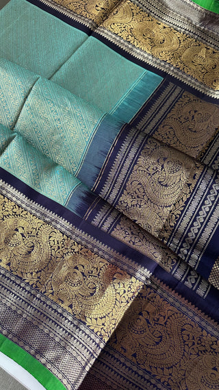 Gadwal handwoven silk saree with embroidered stitched blouse