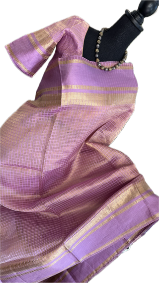 Pure Double Tissue beneras pink lavender soft organza silk saree with blouse online shopping usa