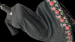 Black  Sequin georgette saree  embroidered with stitched blouses