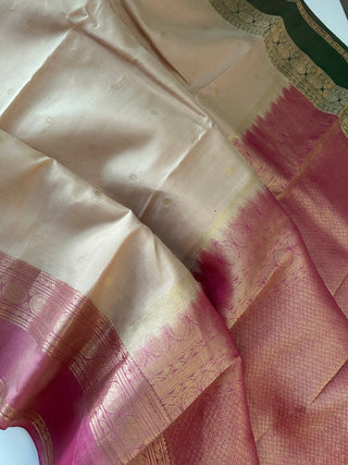 Ven Pattu Onam saree kanjivaram white pure  Kanchi pattu saree gold zari Indian wedding saree pure silk saree with stitched blouse usa online shopping