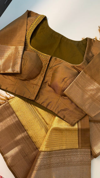Kalyana pattu wedding Handloom Kanjivaram Gold Tissue  Brocade Pure silk pattumuhurtam saree pure zari Kanjivaram silk saree with prestitched blouse embroidered blouse