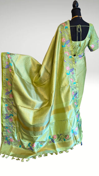 Handloom pure silver zari Brocade weave silk embroidered borders easy drape finest weave saree