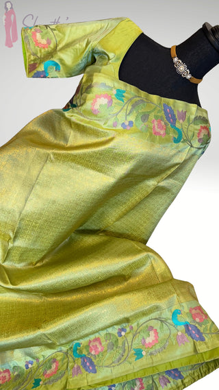 Handloom pure silver zari Brocade weave silk embroidered borders easy drape finest weave saree