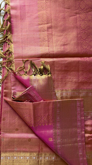 Bridal Vairaoosi Tissue pinkish Peach kanjivaram silk saree with stitched Indian wedding muhurtam silk bridal with custom blouse online shopping usa