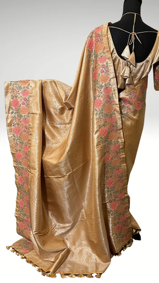 Pure Gold silk brocade  silk pure embroidered silk handwoven