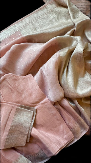 Beneras saree silver zari pure pastel saree with stitched blouse pink pastel saree online usa 
