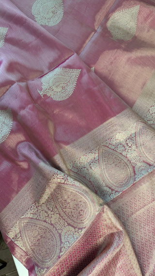 Pink Tissue Pure silk pattumuhurtam saree pure zari Kanjivaram silk saree with prestitched blouse embroidered blouse