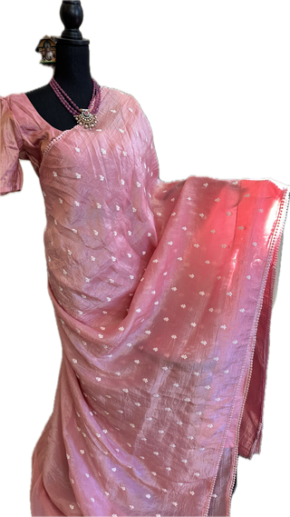 Crushed soft silk saree with blouse online shopping usa