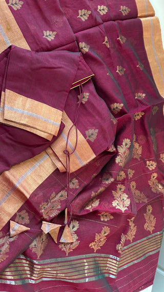 Chanderi silk with  blouse pure silk blouses