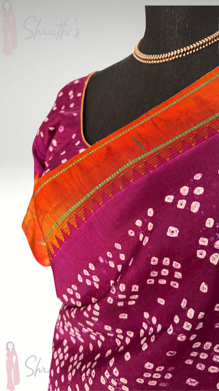 PureHandloom Paithani triple muniya handdone Bandhej Patola pure Silk Saree antique zari finish pure silk saree silk finish with stitched blouse Partywear pooja wear ready to ship Saree USA