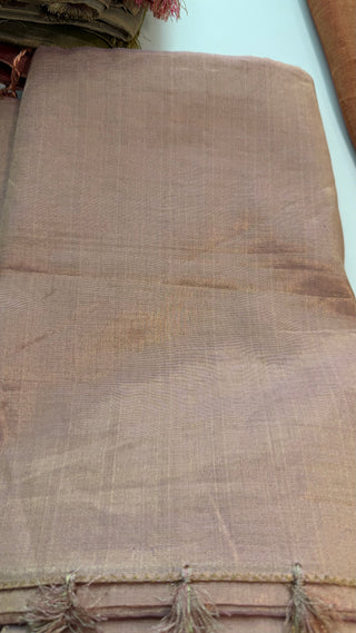 Tissue Gold Chanderi pastel tissue silk saree only fall pico done