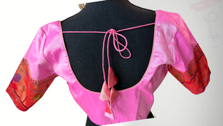 Pink silk blouse paithani blouse Gold pure zari Paithani border blouse online usa silk blouses ready to wear online shopping blouse online