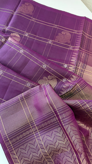 Pure Soft Silk Saree Purple checks silk saree with embroidered  Stitched Blouse Indian Saree Online USA Ready to Ship Saree Online USA Easy Drape