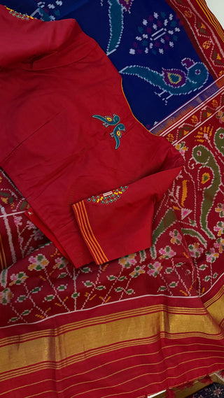 Pure Patan Patola Silk Saree pure silk saree silk finish with Hand embroidered stitched blouse Partywear pooja wear ready to ship Saree USA altered to fit you