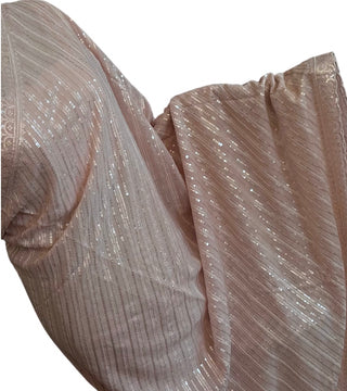 Pastel pink Sequin crepe saree with prestitched blouses