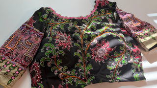 Pure hand painted black pen kalamkari blouses