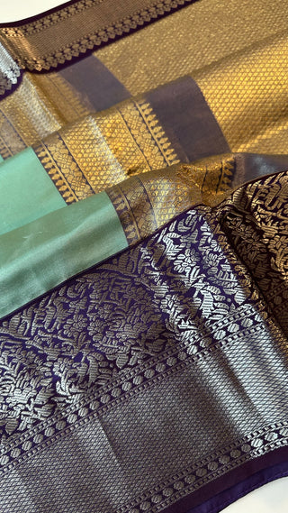 Silver zari pastel tissue kanjivaram silk saree blouse embroidered blouse