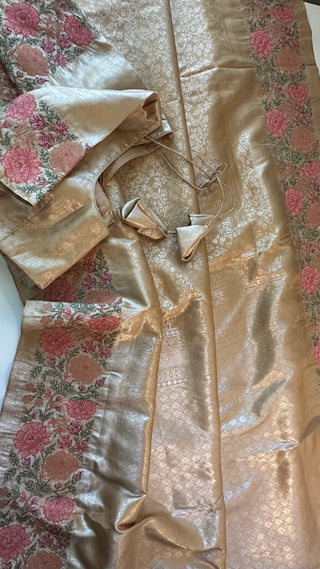 Pure Gold silk brocade  silk pure embroidered silk handwoven