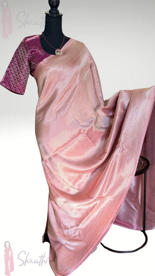 Benerasi Handloom Fine weave Easy drape silver zari beneras silk silk saree Katan silk saree pallu Partywear Diwali online shopping with prestitched blouse