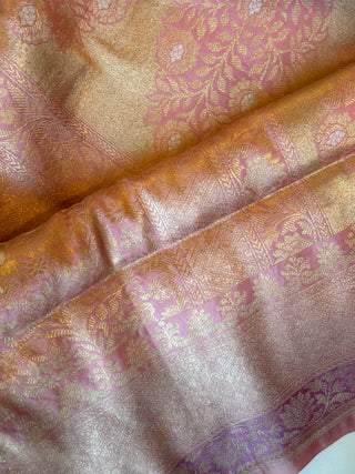 Pastel Pure katan Benerasi Brocade georgette silk saree with stitched  blouse online shopping usa