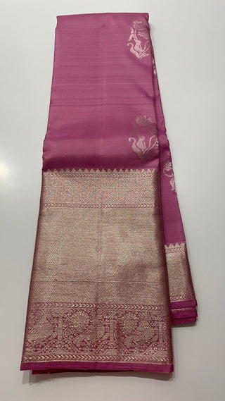 Pure kanjivaram carnation pink silver zari online usa