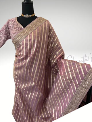 Pure party wear Organza Embroidered with stitched blouse - party wear Organza