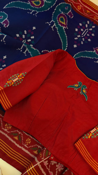 Pure Patan Patola Silk Saree pure silk saree silk finish with Hand embroidered stitched blouse Partywear pooja wear ready to ship Saree USA altered to fit you