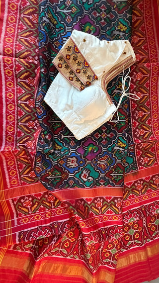 Authentic patan patola silk saree crafted in fine mulberry silk weave