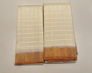 Pure Handloom silk dhothi with angavastram with gold zari borders