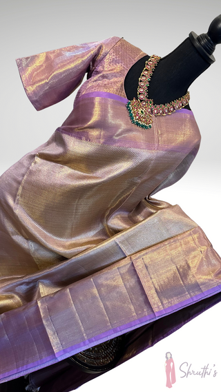 Lavender Pure zari Tissue Kanjivaram silk saree with stitched Indian wedding muhurtam silk bridal blouse online shopping usa