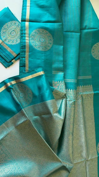 Handloom kanjivaram with unstitched blouse Beautiful muthu kattam kanchi pattu saree fine weave kanchi pattu bridal vintage revival