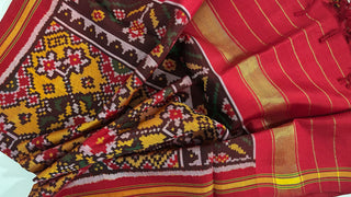 Patan patola pure yellow silk pure mulberry silk  Handwoven duppatta Pink Dupatta