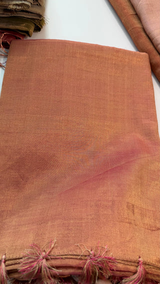 Tissue Gold Chanderi pastel tissue silk saree only fall pico done