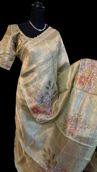 Organza tissue saree online usa pure silk tissue saree usa 