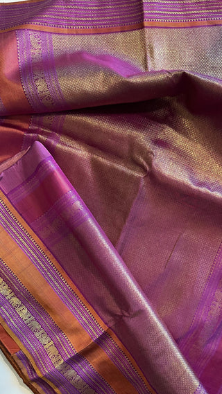 Pastel Pink Pure zari Hndwoven Brocade kanjivaram silver zari with stitched blouse Indian wedding silk saree